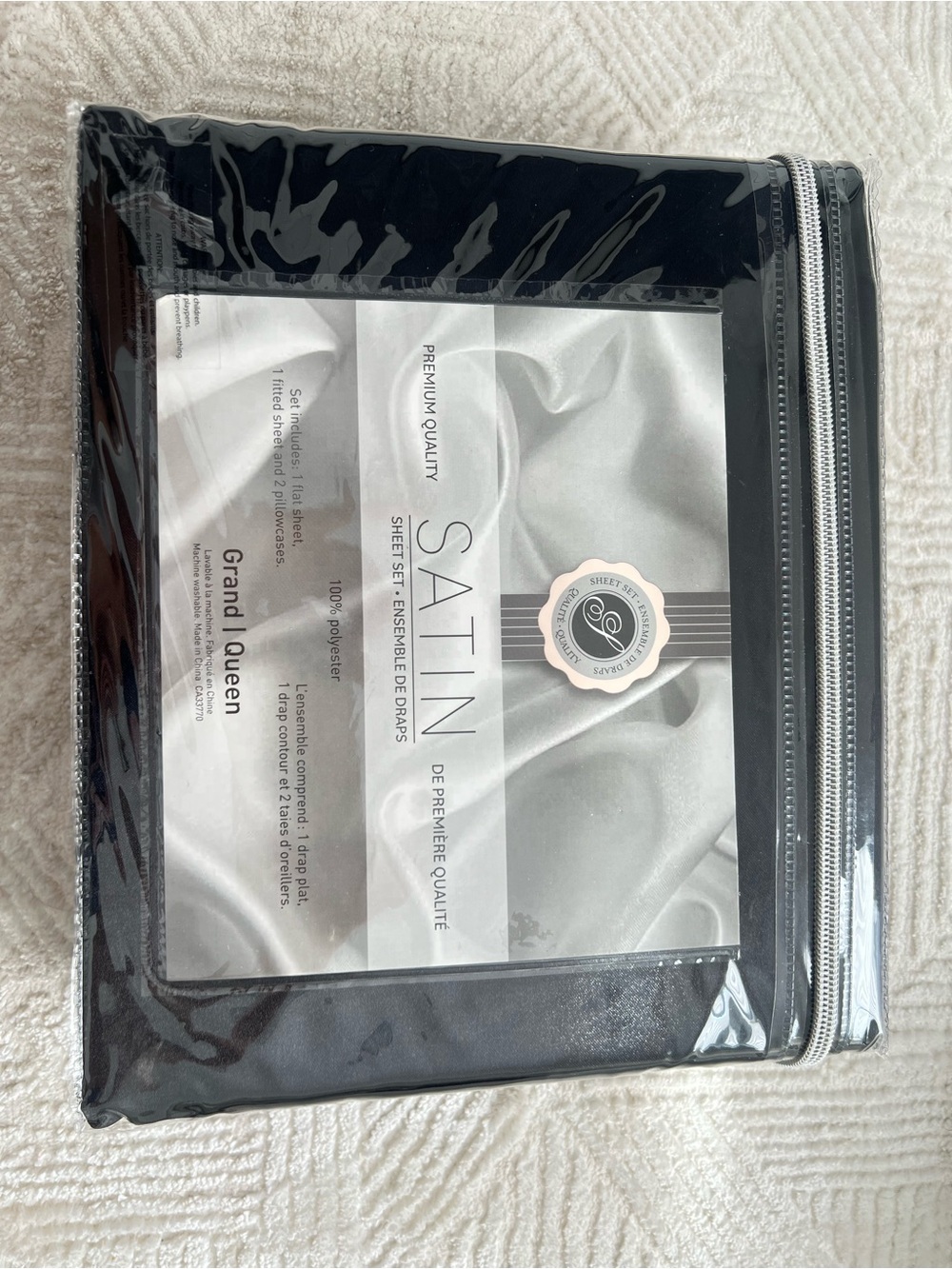 Satin Sheet Set - Grand Queen - Black